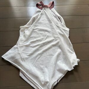 We The Free White and Mauve Halter Top